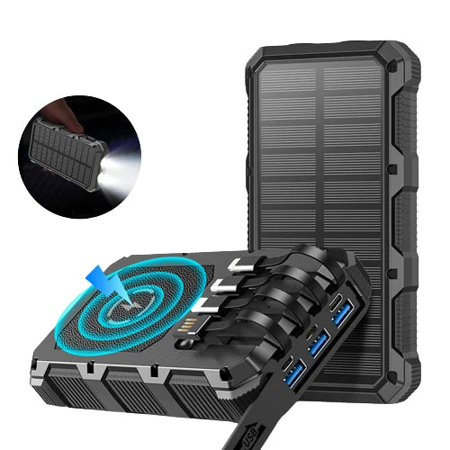 High-Quality Power Bank 20000mAh Solar Charger | Portable External Battery with 5V Fast Charging and Super Bright Flashlight for Smartphones, Apple iPhone, Samsung, iOS & Android On-the-Go
