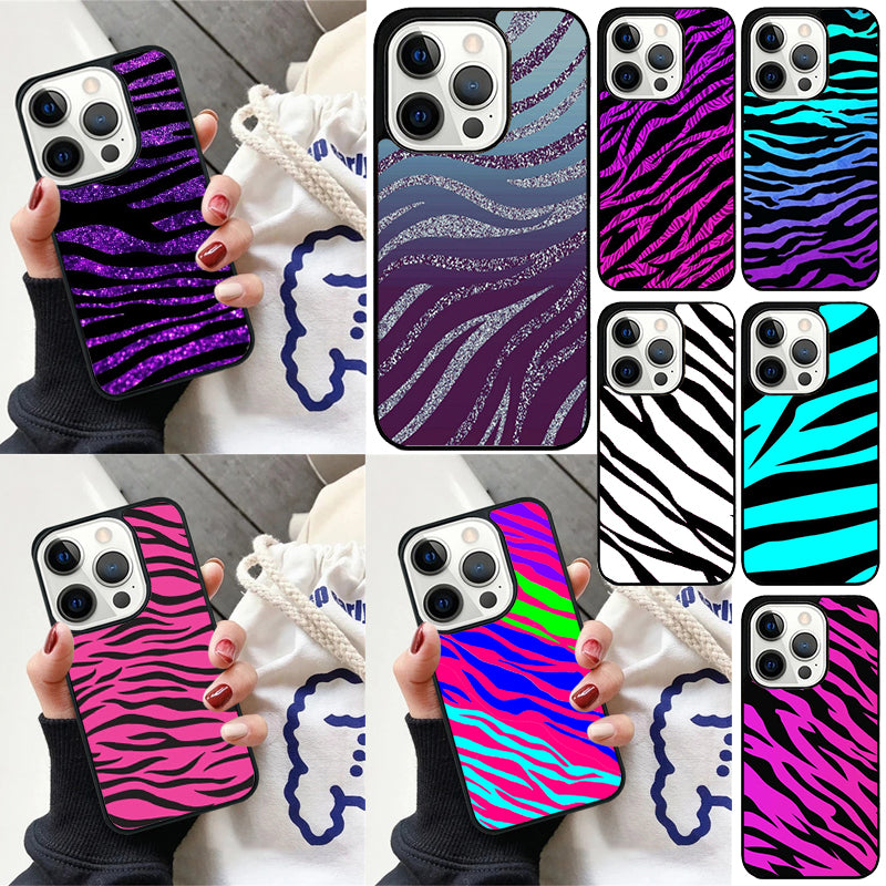 Premium Zebra Pattern Glitter iPhone Case | MagSafe Case with 360-Degree Protection & Camera Lens Cover for Apple iPhone 16/16e, 15, 14, 13, 12 Pro Max, Pro, Plus & Mini Cover | Armor Case & Bumper Cover Phone Case | High-Quality Protective Cover
