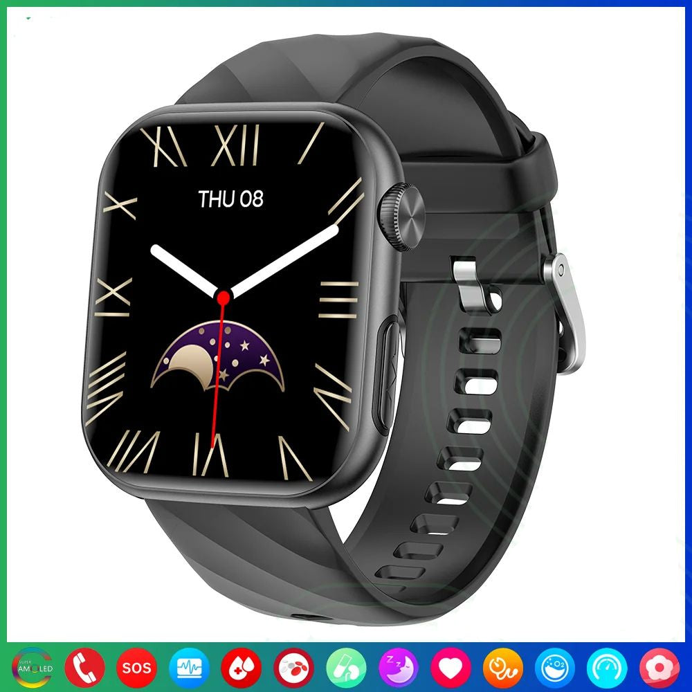 Premium Blood Glucose Smartwatch for Men and Women: AI Voice Assistant, Bluetooth Calling, Infrared SpO2 Sensor, Health Monitoring, ECG, PPG, Sleep, Heart Rate Monitor, Waterproof Fitness Tracker, Full Touch, Long Battery: iOS & Android Devices – Unisex