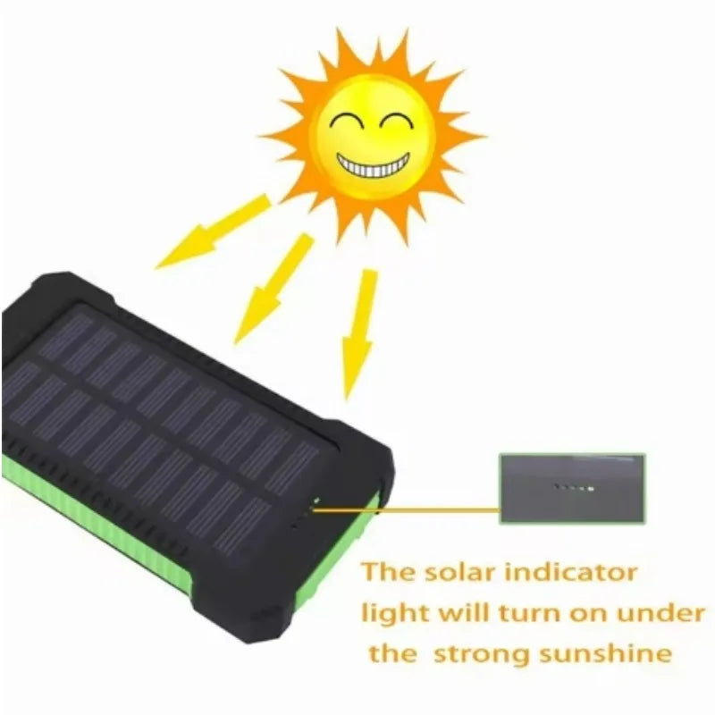 High-Quality Power Bank 20000mAh Solar Charger | Portable External Battery with 5V Fast Charging and Super Bright Flashlight for Smartphones, Apple iPhone, Samsung, iOS & Android On-the-Go