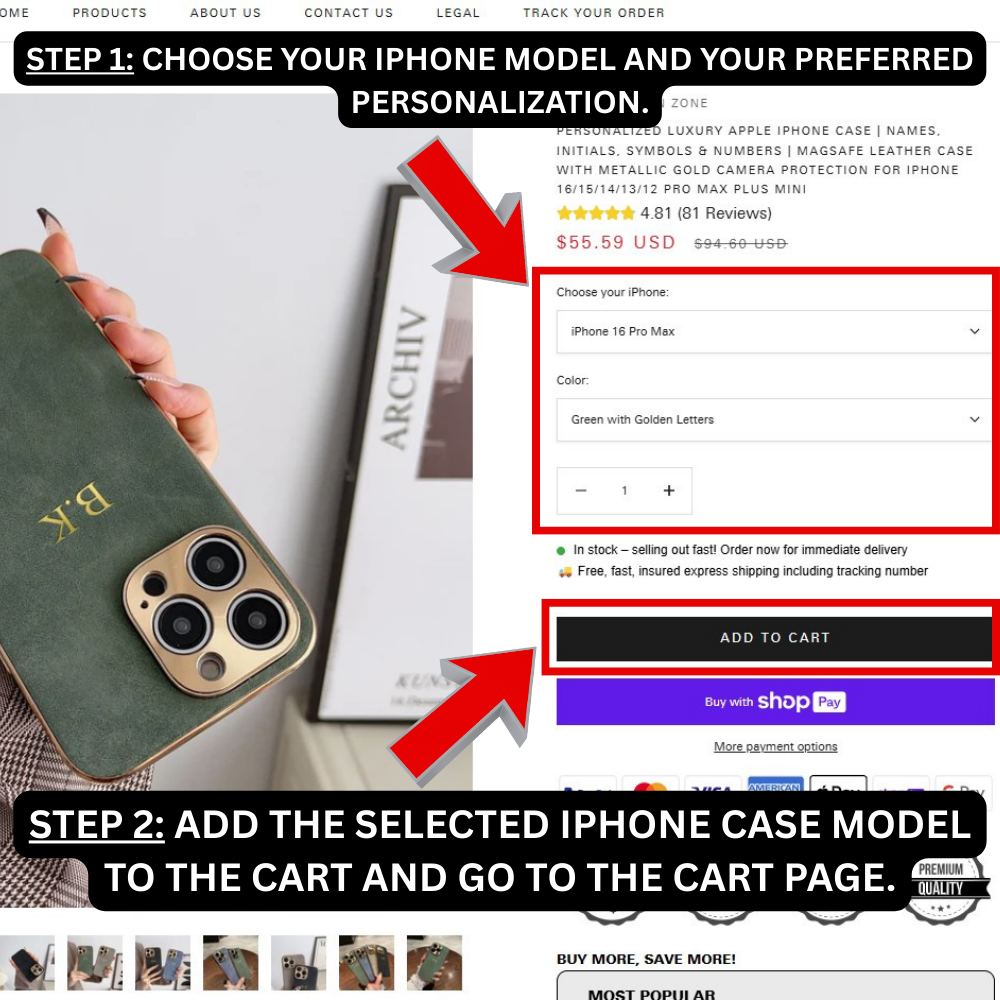 Personalized Luxury Apple iPhone Case | Names, Initials, Symbols & Numbers | MagSafe Leather Case with Metallic Gold Camera Protection for iPhone 16/15/14/13/12 Pro Max Plus Mini