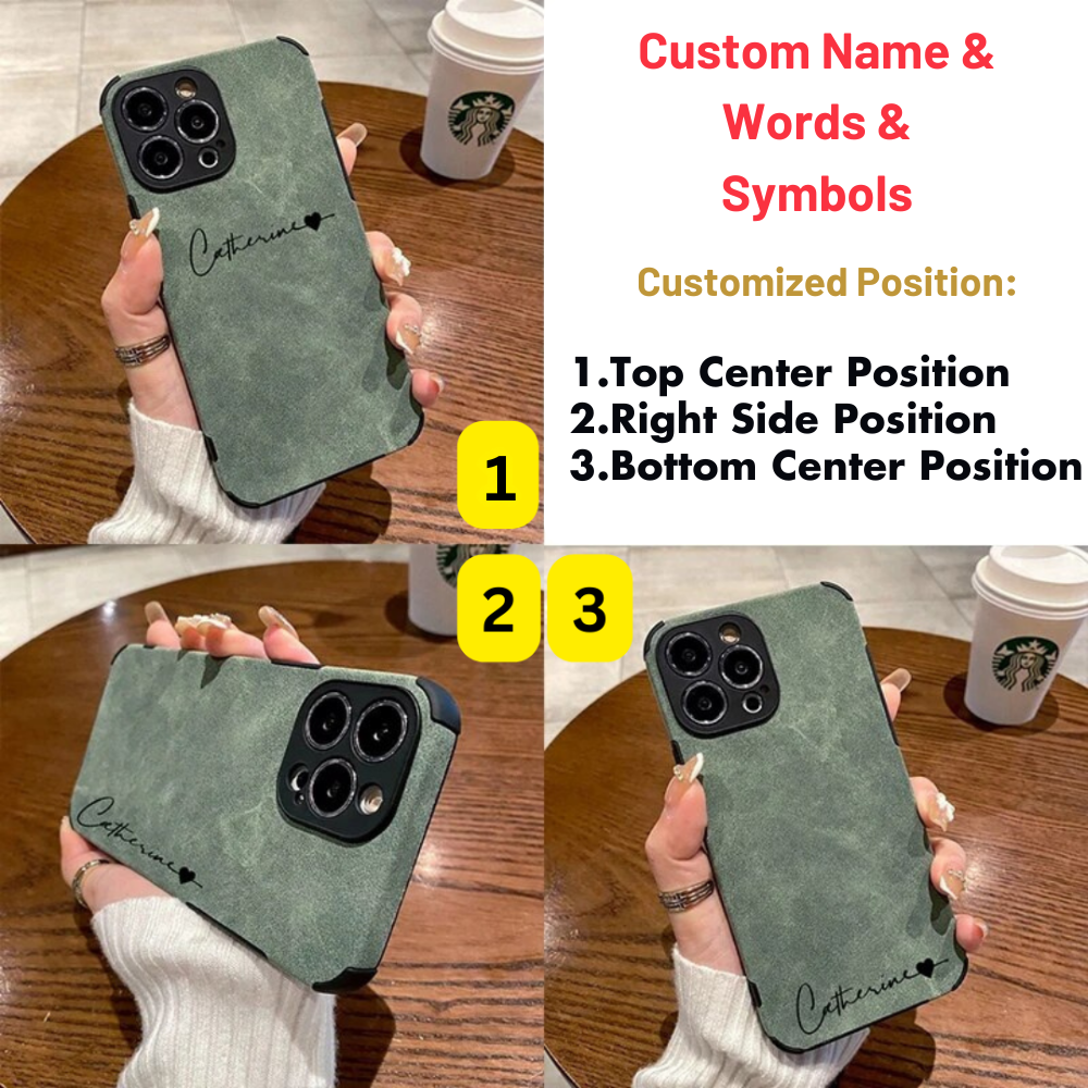 Personalized Luxury Apple iPhone Case Made Of Lambskin Leather | Individual Name | MagSafe Case with Camera Protection for iPhone 16/15/14/13/12 Pro Max Plus Mini