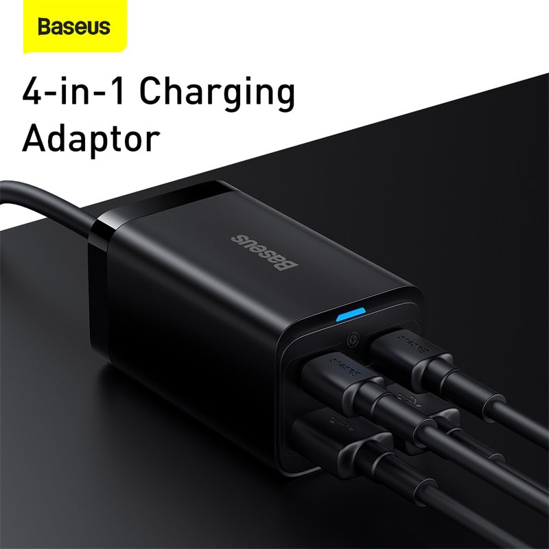 Premium 65W Gan Charger Desktop Fast Charger | 4-in-1 Laptop & Mobile Adapter for Smartphones, Apple iPhone, Samsung, iOS & Android - Fast Charging