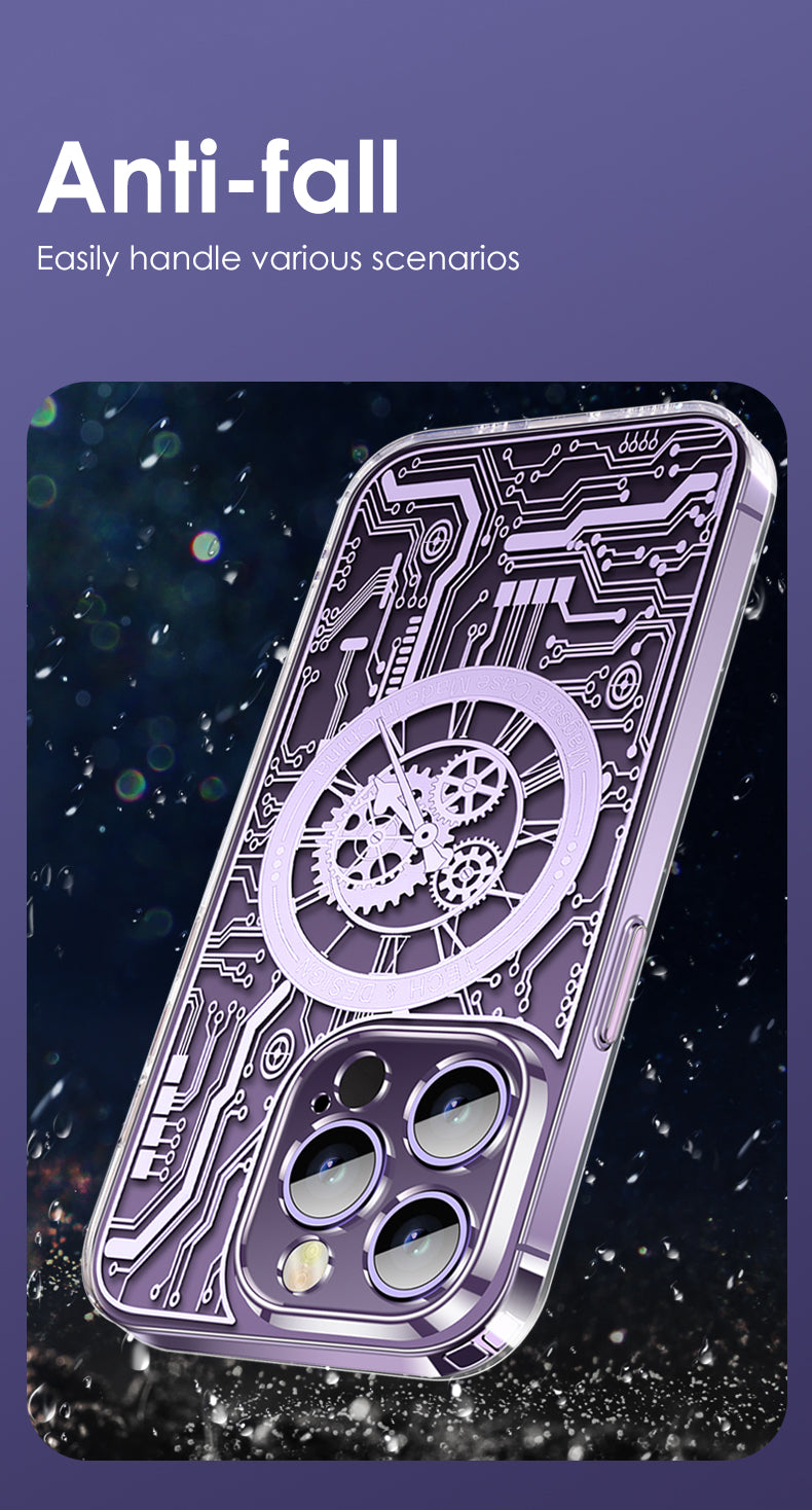 Premium Abdeckung, Kohlefaser Transparente Magnet-Hülle iPhone 12/13/14/15 Pro Max - Mechanische Textur, Telefonabdeckung,