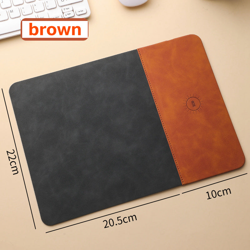 Premium Mouse Pad with High-Quality Qi Wireless Charging Pad for Smartphones, Apple iPhone, Samsung, iOS & Android Xiaomi, Huawei, USB-C, Phone Holder, 2-in-1 PU Leather Mat