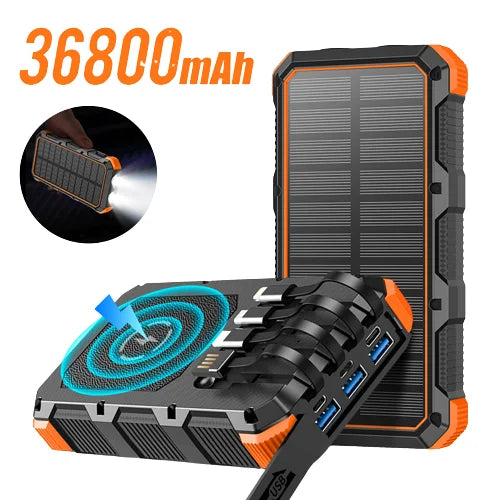 High-Quality Power Bank 20000mAh Solar Charger | Portable External Battery with 5V Fast Charging and Super Bright Flashlight for Smartphones, Apple iPhone, Samsung, iOS & Android On-the-Go