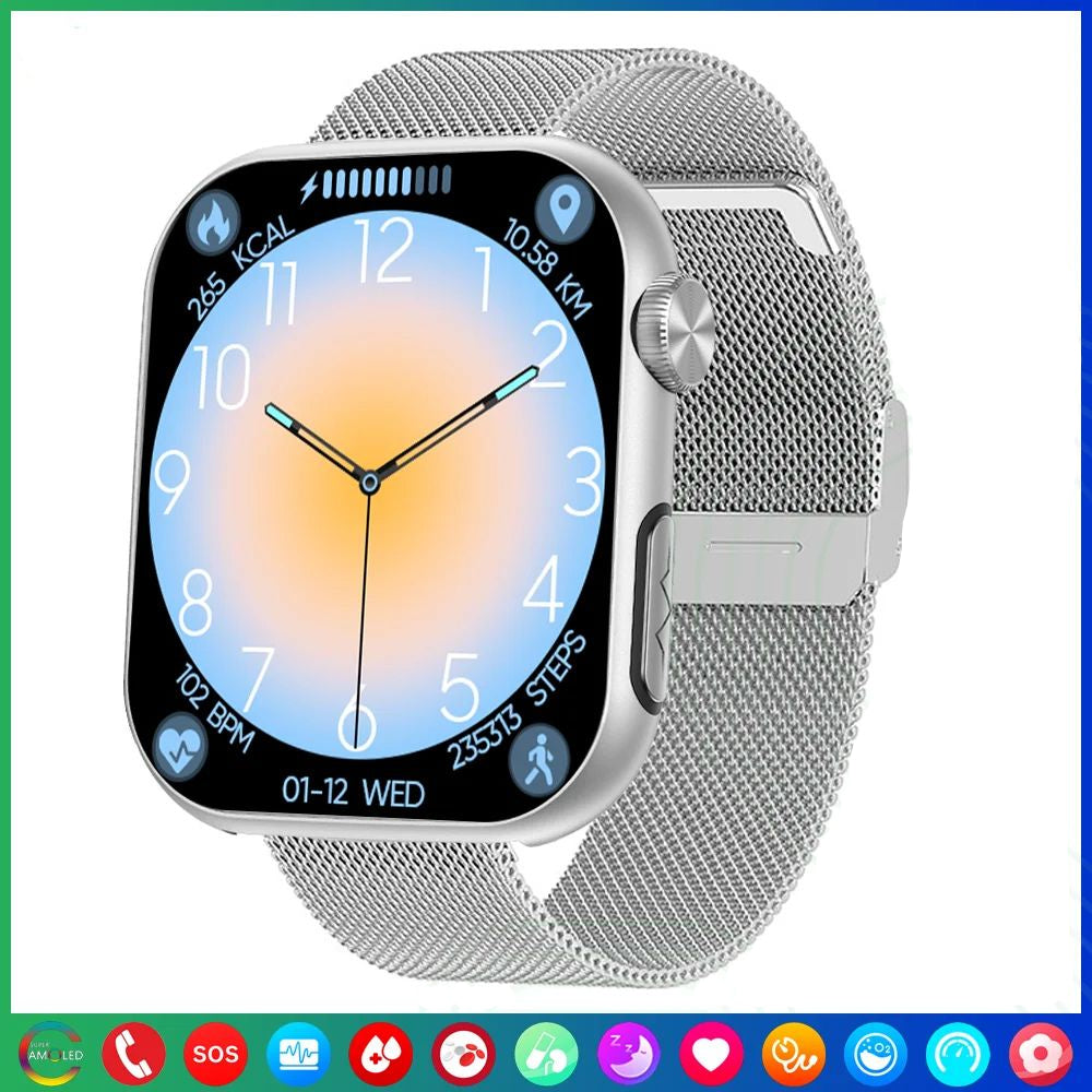 Premium Blood Glucose Smartwatch for Men and Women: AI Voice Assistant, Bluetooth Calling, Infrared SpO2 Sensor, Health Monitoring, ECG, PPG, Sleep, Heart Rate Monitor, Waterproof Fitness Tracker, Full Touch, Long Battery: iOS & Android Devices – Unisex