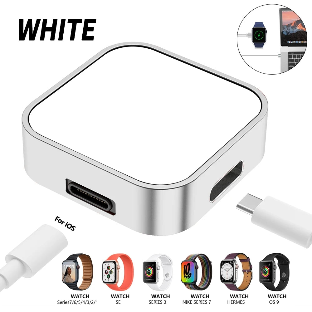Premium 2-in-1 Ladedock Ständer 8-Pin Typ-C Drahtloses Magnetisches Ladegerät für Apple Watch Ultra | Kompatibel mit Apple