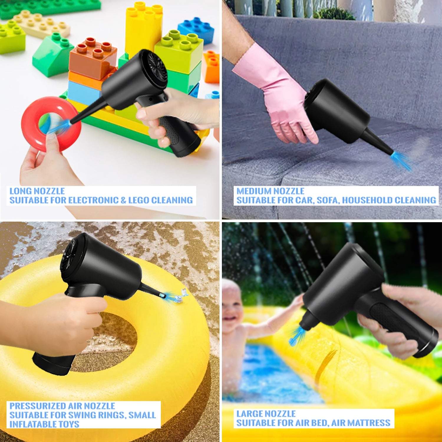 Gute Qualität Staubwedel mit Druckluft für Computer, schnurloses Luftgebläse, Computerreinigung mit LED-Licht für PC-Tastatur