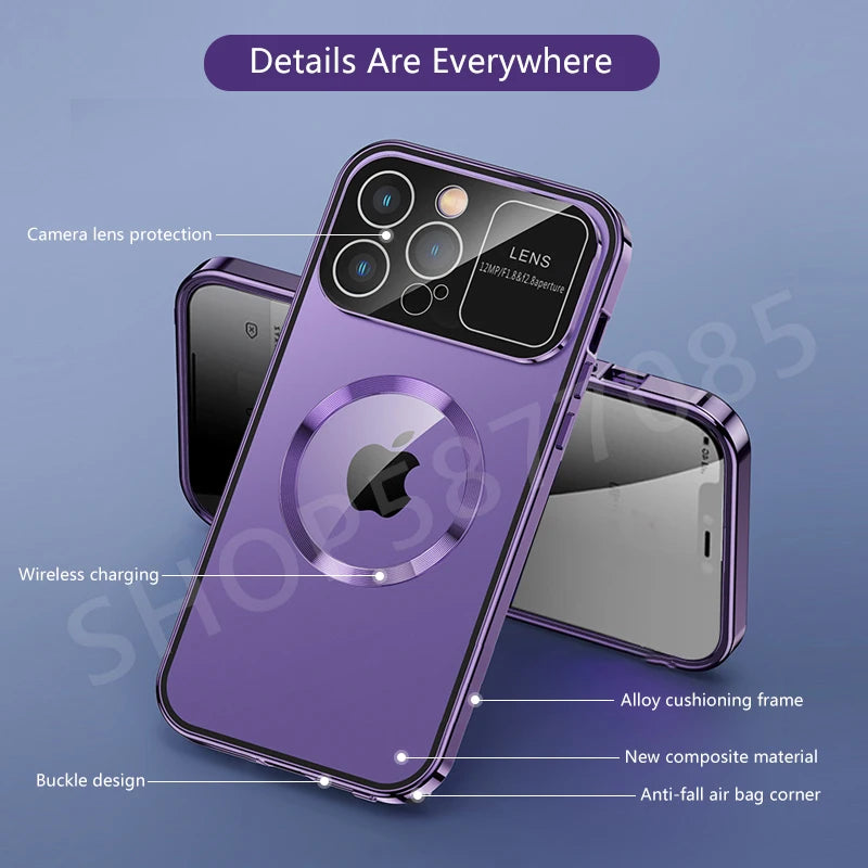 iPhone Case with MagSafe: Premium Double-Sided HD Glass Case with Wireless Charging and Camera Lens Protection | Shockproof Cover with Magnetic Armor for Apple iPhone 16/16e, 15, 14, 13, 12 Pro Max, Pro, Plus & Mini | Luxury Phone Case
