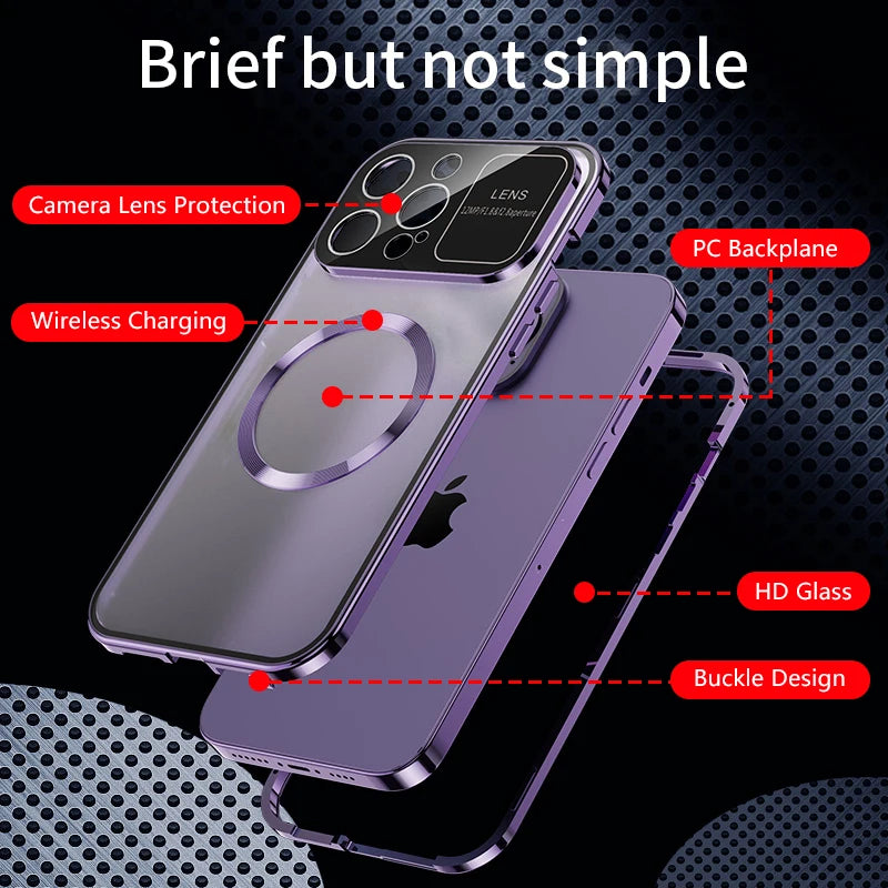 iPhone Case with MagSafe: Premium Double-Sided HD Glass Case with Wireless Charging and Camera Lens Protection | Shockproof Cover with Magnetic Armor for Apple iPhone 16/16e, 15, 14, 13, 12 Pro Max, Pro, Plus & Mini | Luxury Phone Case
