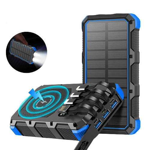 High-Quality Power Bank 20000mAh Solar Charger | Portable External Battery with 5V Fast Charging and Super Bright Flashlight for Smartphones, Apple iPhone, Samsung, iOS & Android On-the-Go