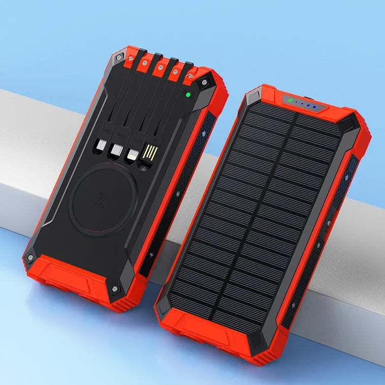High-Quality Power Bank 20000mAh Solar Charger | Portable External Battery with 5V Fast Charging and Super Bright Flashlight for Smartphones, Apple iPhone, Samsung, iOS & Android On-the-Go