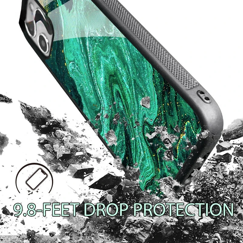 Luxury Gold Frame Marble iPhone Case Shockproof Cover | MagSafe Phone Case for Apple iPhone 16/15/14/13/12 Pro Max Plus Mini | Camera Protector, Cover & Armor Protective Case