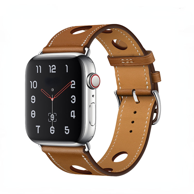 Premium Echtes Leder Armband für Apple Watch: 49mm, 45mm, 44mm, 42mm, 41mm, 40mm, Damen/Herren, iWatch Ultra/9/8/7/6/5/4/SE
