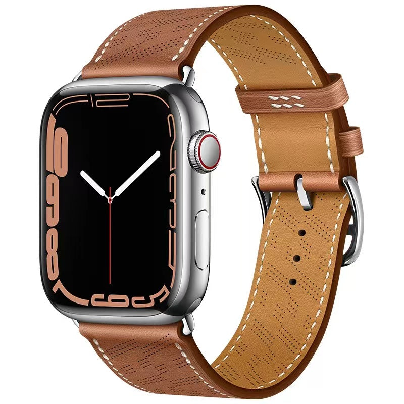 Premium Echtes Leder Armband für Apple Watch: 49mm, 45mm, 44mm, 42mm, 41mm, 40mm, Damen/Herren, iWatch Ultra/9/8/7/6/5/4/SE