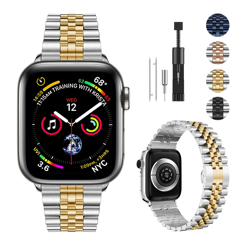 Metallband für Apple Watch 49mm, 45mm, 44mm, 42mm, 41mm, 40mm | Premium Edelstahl Armband für iWatch Ultra/9/8/7/6/5/4/3/SE