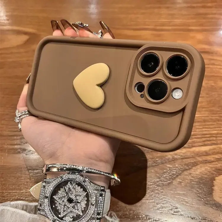 High-Quality Cute 3D Love Heart Design Silicone iPhone Case | MagSafe Case with Camera Lens Protector for Apple iPhone 16/15/14/13/12 Pro Max Plus Mini Cover | Heavy Duty, Bumper Cover Phone Case | Silicone Soft Cover Protective Case