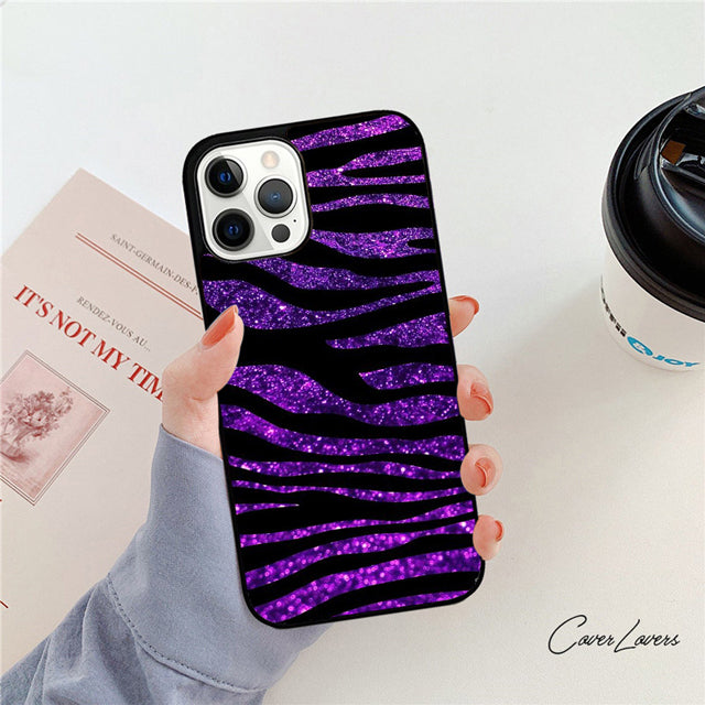 Premium Zebra Pattern Glitter iPhone Case | MagSafe Case with 360-Degree Protection & Camera Lens Cover for Apple iPhone 16/16e, 15, 14, 13, 12 Pro Max, Pro, Plus & Mini Cover | Armor Case & Bumper Cover Phone Case | High-Quality Protective Cover