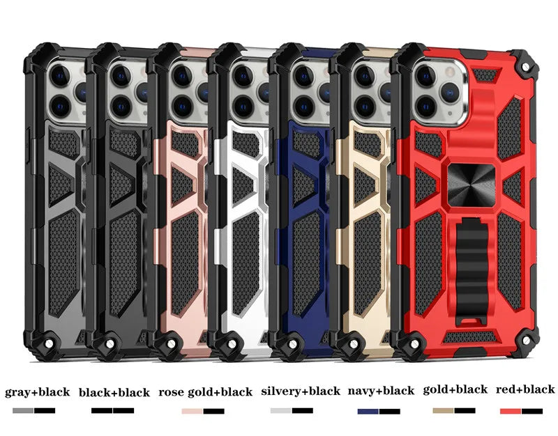 High-Quality Hybrid Military Armor iPhone Case | MagSafe Case for Apple iPhone 16/15/14/13/12 Pro Max Plus Mini with Built-in Stand, Camouflage Cover, 360-Degree Camera Protection, and Screen Protector Phone Cover