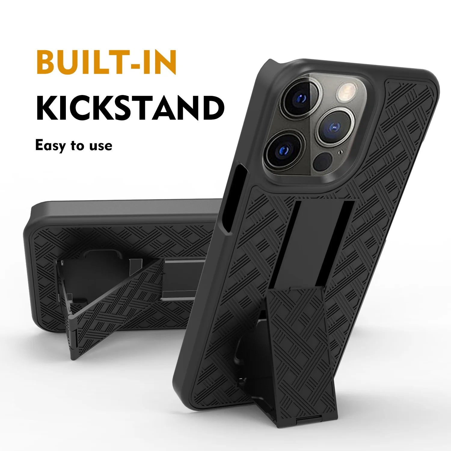 High-Quality 2-in-1 Combo Protective Case with Belt Clip and Stand for iPhone | MagSafe Case for Apple iPhone 16/15/14/13/12 Pro Max Plus Mini | Armor Phone Case & Camera Protector Cover