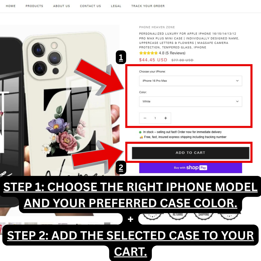 Personalized Luxury iPhone Case for Apple iPhone 16/16e, 15, 14, 13, 12 Pro Max, Pro, Plus & Mini Cover | Custom Name & Initials with Elegant Floral Design | MagSafe Compatible | Premium Camera Protection | Tempered Glass | Stylish Protective Case