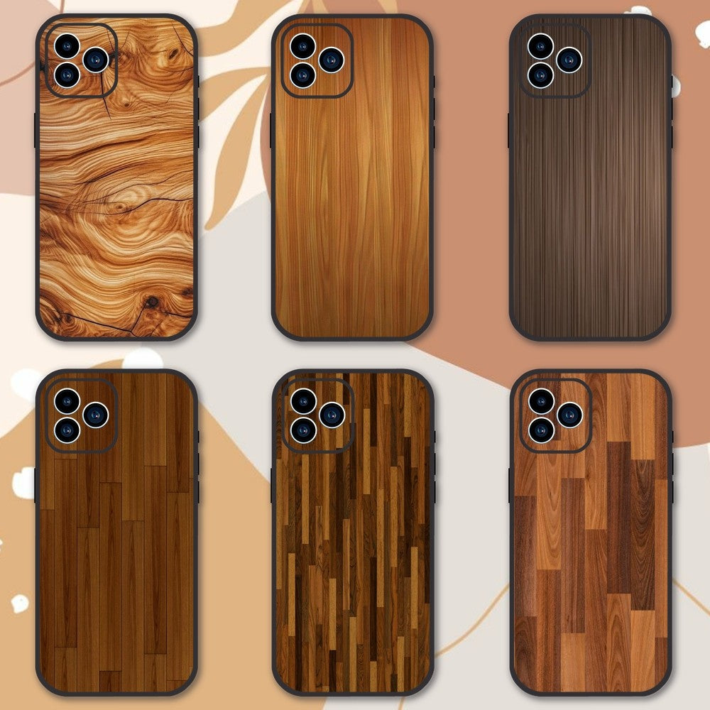 Luxury iPhone Case Made of Solid Wood Bamboo and Metallic with Smooth Brown Wood Grain | MagSafe Case with 360-Degree Protection & Camera Lens Cover for Apple iPhone 16/16e, 15, 14, 13, 12 Pro Max, Pro, Plus & Mini Cover | Shockproof Phone Case