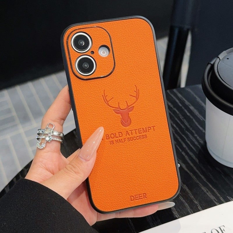 Premium Deer Leather Texture Ultra-Thin iPhone Case | MagSafe Case with All-Around Protection and Camera Lens Protection for Apple iPhone 16/15/14/13/12 Pro Max, Plus, Mini | Armor Phone Case