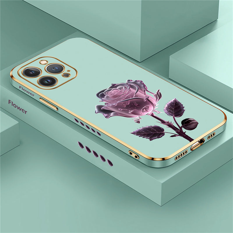 Luxury Crystal Rose Diamond iPhone Case | MagSafe Case with 360-Degree Protection and Camera Lens Cover for Apple iPhone 16/15/14/13/12 Pro Max, Plus, Mini Cover | Armor Case, Bumper Cover Phone Case | High-Quality Protective Cover