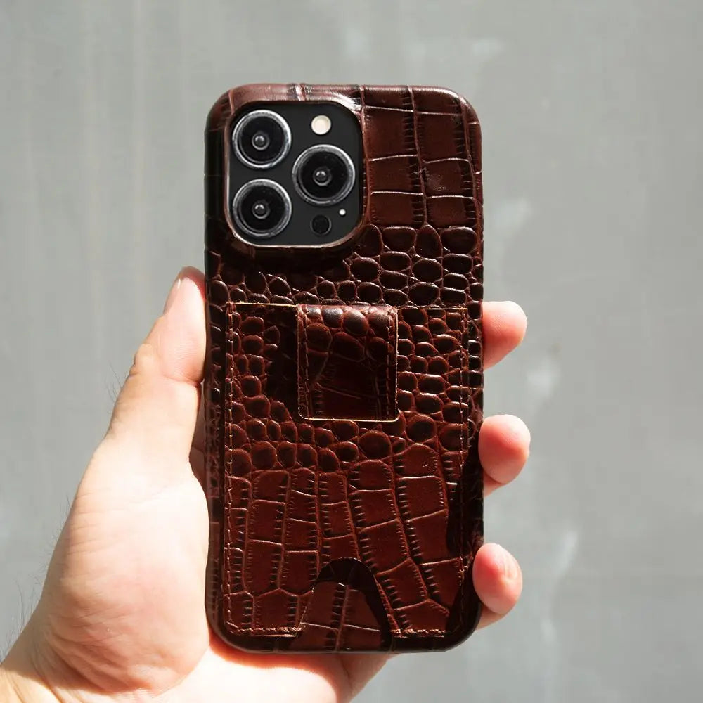 High-Quality Genuine Leather iPhone Case with Card Holder Slot | Cover with Camera Protection for Apple iPhone 16/15/14/13/12 Pro Max Plus Mini Armor Case | Wallet Phone Cover