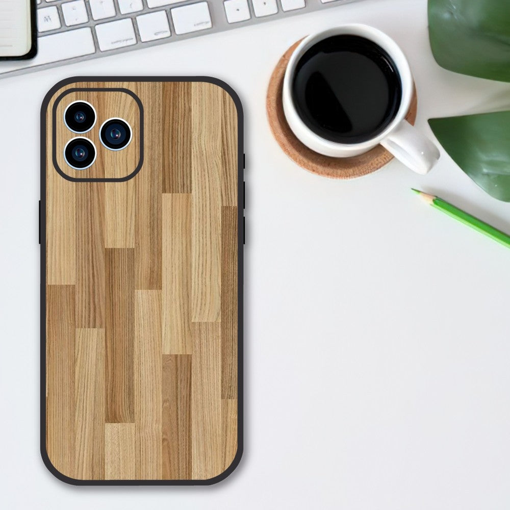 Luxury iPhone Case Made of Solid Wood Bamboo and Metallic with Smooth Brown Wood Grain | MagSafe Case with 360-Degree Protection & Camera Lens Cover for Apple iPhone 16/16e, 15, 14, 13, 12 Pro Max, Pro, Plus & Mini Cover | Shockproof Phone Case