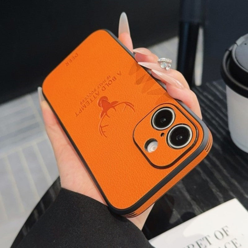 Premium Deer Leather Texture Ultra-Thin iPhone Case | MagSafe Case with All-Around Protection and Camera Lens Protection for Apple iPhone 16/15/14/13/12 Pro Max, Plus, Mini | Armor Phone Case