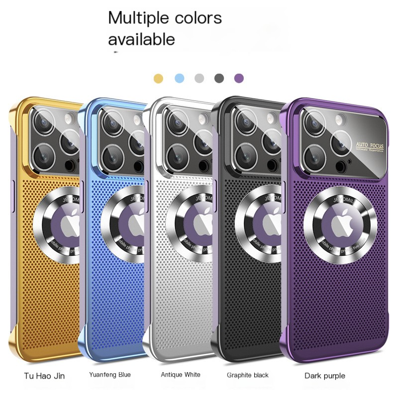 Luxury Heat-Dissipating Magnetic iPhone Case | MagSafe Case with Galvanized Metal Frame and Magnifying Glass Lens Camera Cover for Apple iPhone 16/15/14/13/12 Pro Max Plus Mini | Armor Case, High-Quality Phone Cover