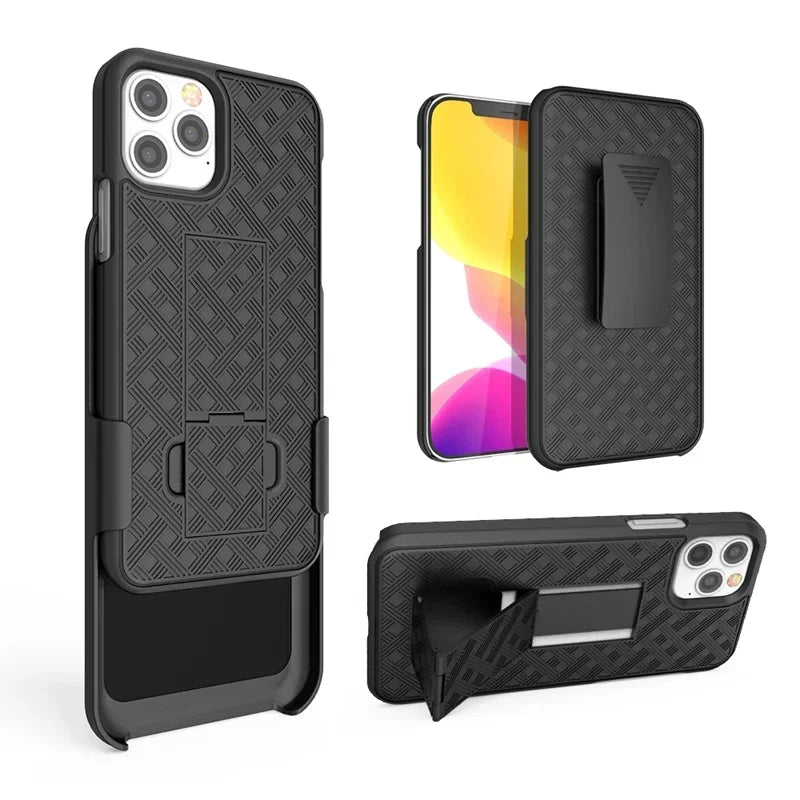 High-Quality 2-in-1 Combo Protective Case with Belt Clip and Stand for iPhone | MagSafe Case for Apple iPhone 16/15/14/13/12 Pro Max Plus Mini | Armor Phone Case & Camera Protector Cover
