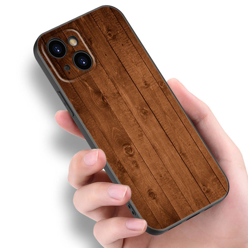 Luxury iPhone Case Made of Solid Wood Bamboo and Metallic with Smooth Brown Wood Grain | MagSafe Case with 360-Degree Protection & Camera Lens Cover for Apple iPhone 16/16e, 15, 14, 13, 12 Pro Max, Pro, Plus & Mini Cover | Shockproof Phone Case