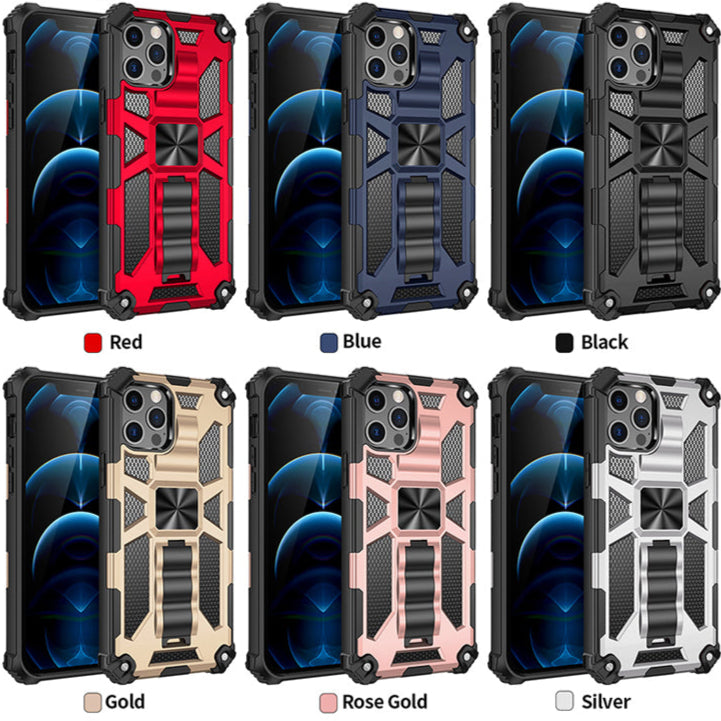 High-Quality Hybrid Military Armor iPhone Case | MagSafe Case for Apple iPhone 16/15/14/13/12 Pro Max Plus Mini with Built-in Stand, Camouflage Cover, 360-Degree Camera Protection, and Screen Protector Phone Cover
