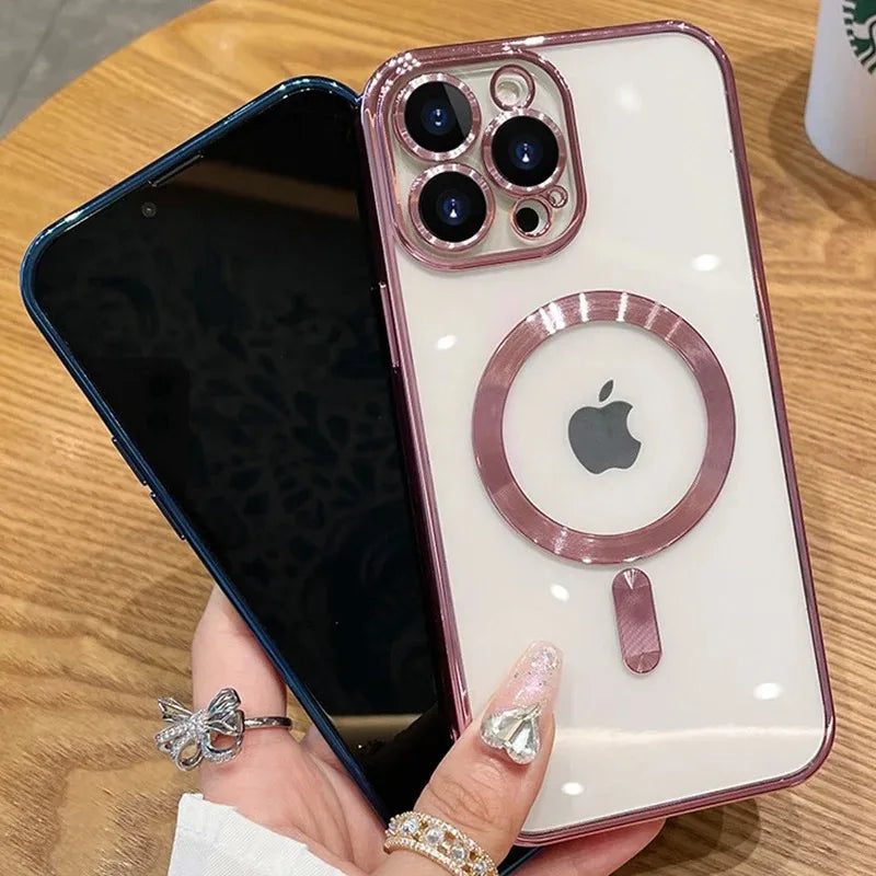 Magnetic Luxury For Apple iPhone 16/15/14/13/12 Pro Max Plus Mini Case Made Of Soft Silicone | Camera Protection, Clear Premium Coating, Magsafe Wireless Charging & Scratch-Resistant