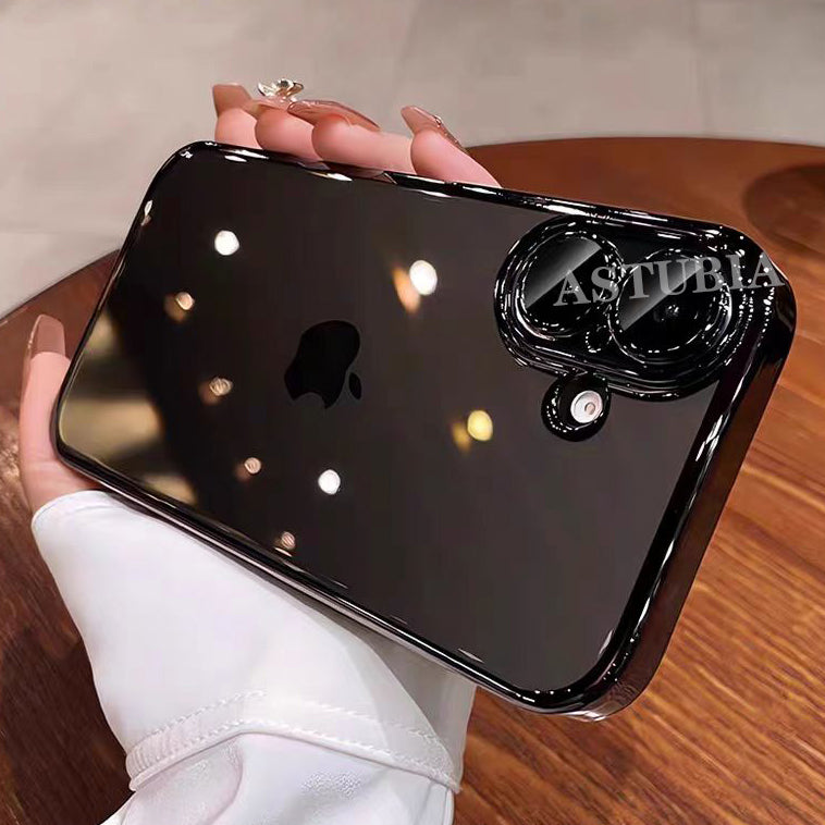 Luxury Shockproof Transparent Silicone Case for Apple iPhone 16/15/14/13/12 Pro Max Plus Mini | Premium Plating, Water-Resistant & Scratch-Resistant Transparent Glitter Design