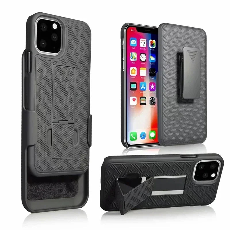 High-Quality 2-in-1 Combo Protective Case with Belt Clip and Stand for iPhone | MagSafe Case for Apple iPhone 16/15/14/13/12 Pro Max Plus Mini | Armor Phone Case & Camera Protector Cover