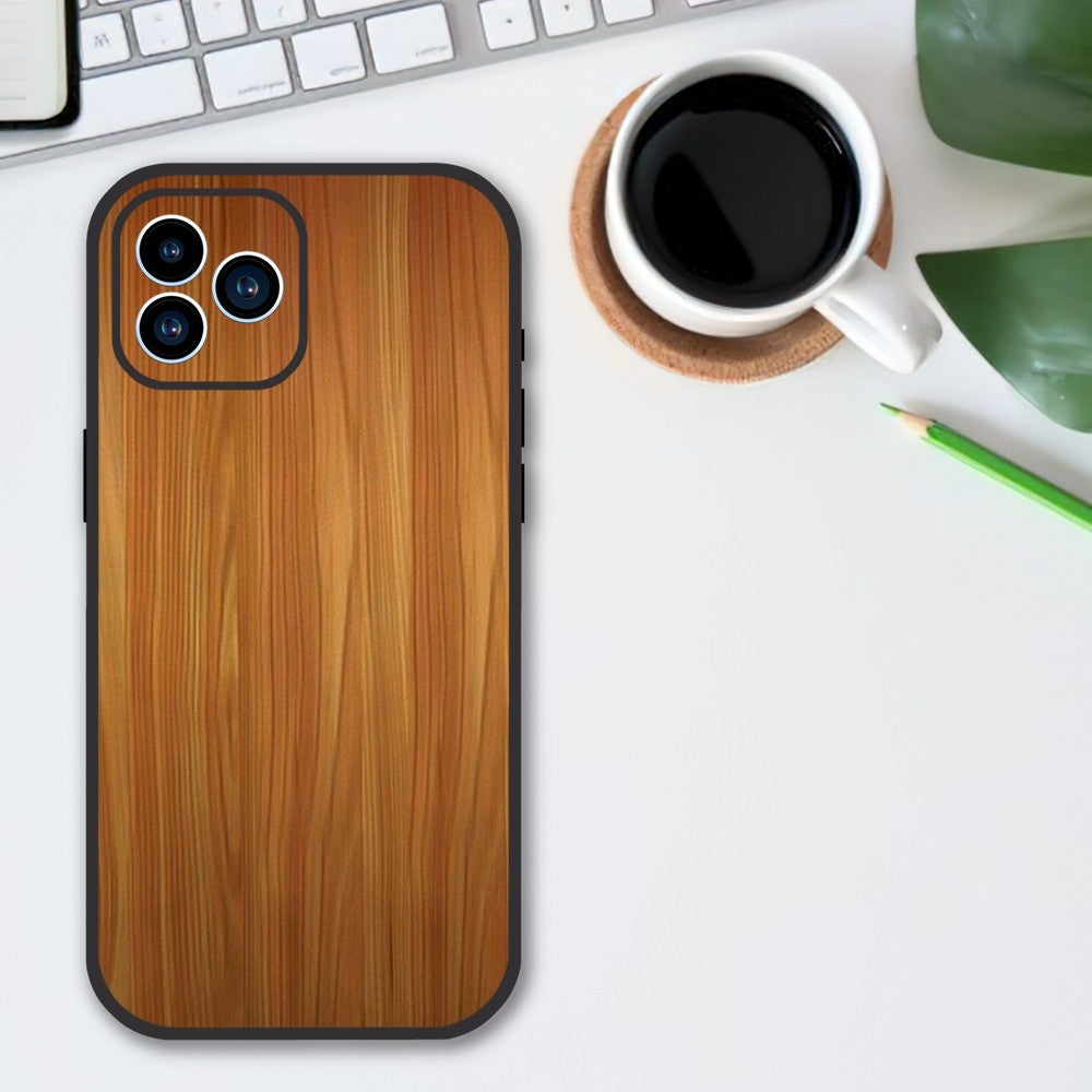 Luxury iPhone Case Made of Solid Wood Bamboo and Metallic with Smooth Brown Wood Grain | MagSafe Case with 360-Degree Protection & Camera Lens Cover for Apple iPhone 16/16e, 15, 14, 13, 12 Pro Max, Pro, Plus & Mini Cover | Shockproof Phone Case