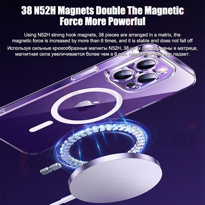 Luxury Ultra-Thin iPhone Case with MagSafe: 360° Full Metal and Glass Protection, Magnetic Adsorption | Shockproof with Glass Lens Camera Protection | Stylish Phone Cover for Apple iPhone 16/16e, 15, 14, 13, 12 Pro Max, Pro, Plus & Mini