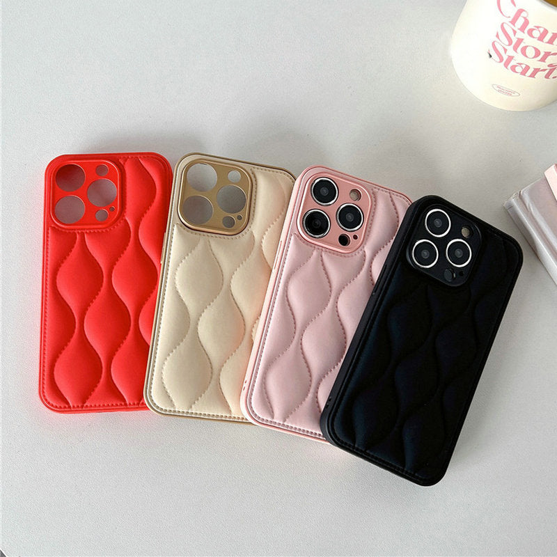 High-Quality Leather Luxury iPhone Case with 3D Wavy Texture | MagSafe-Compatible Protective Case with 360-Degree Protection and Camera Lens Cover for Apple iPhone 16/16e, 15, 14, 13, 12 Pro Max, Pro, Plus & Mini | Cover, Armor Case, and Bumper Cover