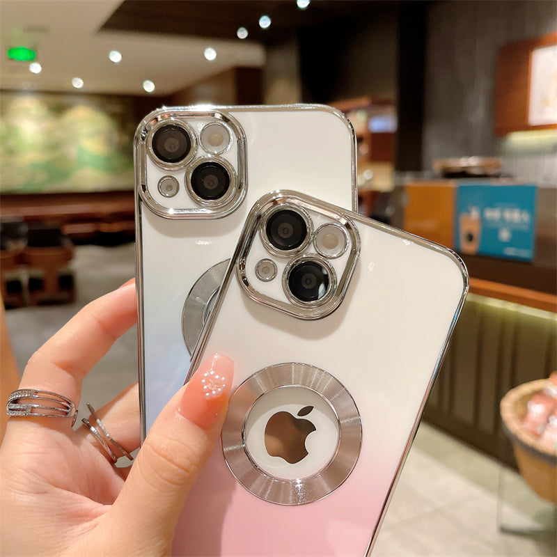 Luxury Apple iPhone Case | MagSafe Compatible, Camera Lens Protection, Screen Protection | Ultra Thin, Shockproof, Magnetic, Full All-Around Protection Cover – Crystal Clear Glass, Plated Edges, Silicone Design, Durable & Elegant