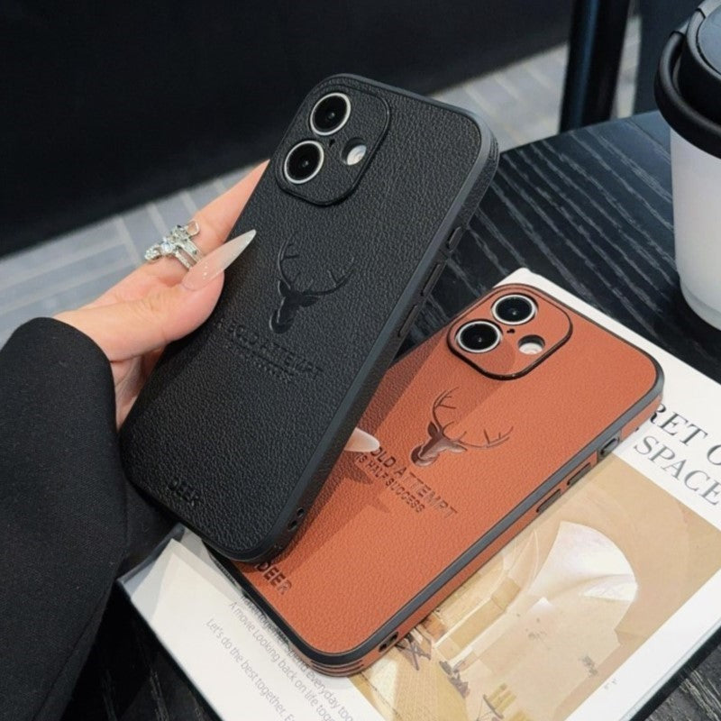 Premium Deer Leather Texture Ultra-Thin iPhone Case | MagSafe Case with All-Around Protection and Camera Lens Protection for Apple iPhone 16/15/14/13/12 Pro Max, Plus, Mini | Armor Phone Case