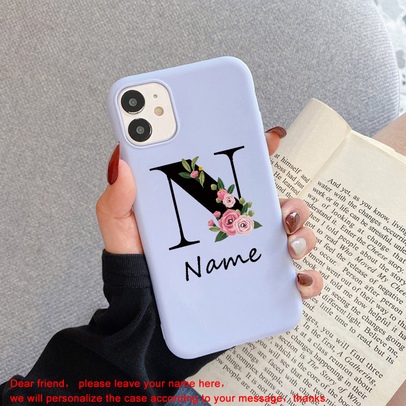 Personalized Luxury iPhone Case for Apple iPhone 16/16e, 15, 14, 13, 12 Pro Max, Pro, Plus & Mini Cover | Custom Name & Initials with Elegant Floral Design | MagSafe Compatible | Premium Camera Protection | Tempered Glass | Stylish Protective Case