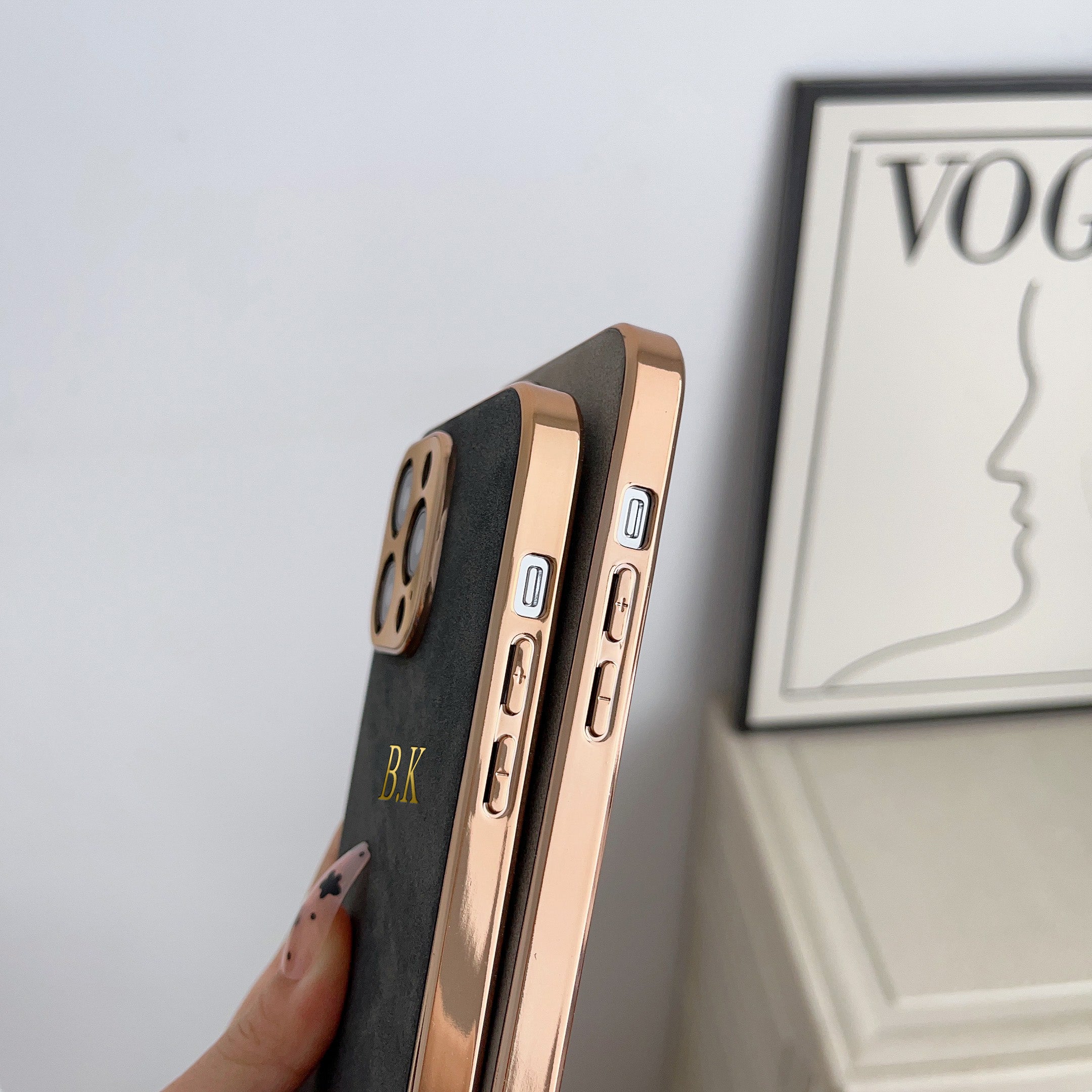 Personalized Luxury Apple iPhone Case | Names, Initials, Symbols & Numbers | MagSafe Leather Case with Metallic Gold Camera Protection for iPhone 16/15/14/13/12 Pro Max Plus Mini