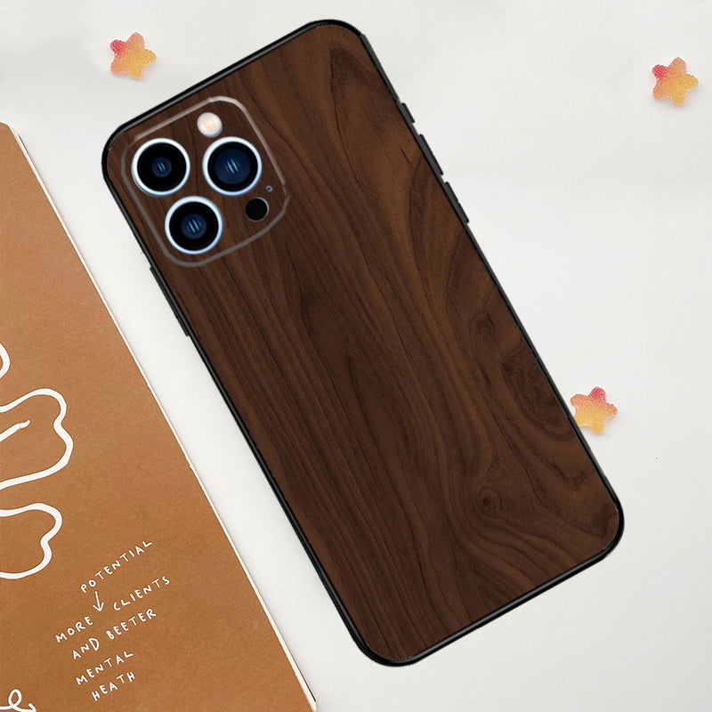 Luxury iPhone Case Made of Solid Wood Bamboo and Metallic with Smooth Brown Wood Grain | MagSafe Case with 360-Degree Protection & Camera Lens Cover for Apple iPhone 16/16e, 15, 14, 13, 12 Pro Max, Pro, Plus & Mini Cover | Shockproof Phone Case