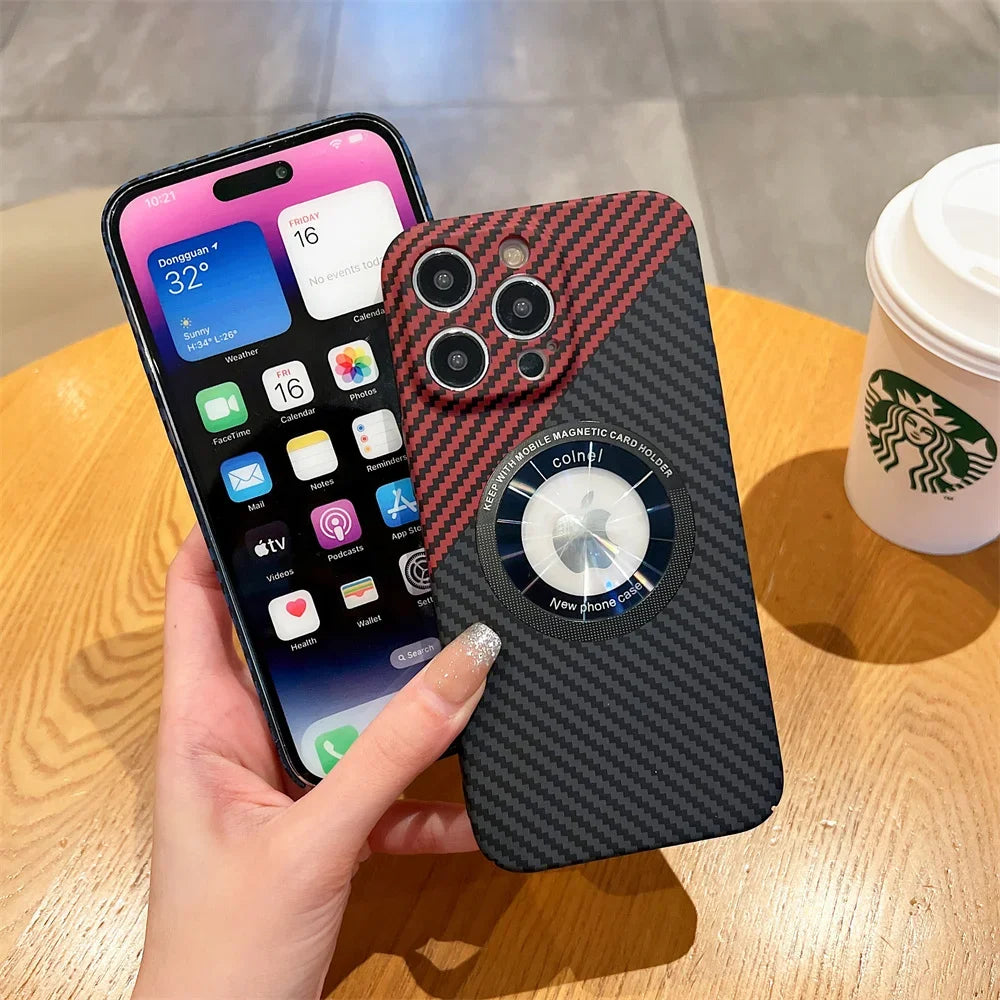 High-Quality Carbon Fiber Magnetic iPhone Case | MagSafe Case with 360-Degree Protection & Camera Lens Cover for Apple iPhone 16/16e, 15, 14, 13, 12 Pro Max, Pro, Plus & Mini Cover | Shockproof Phone Case with Armor Shell & Premium Protective Bumper Cover