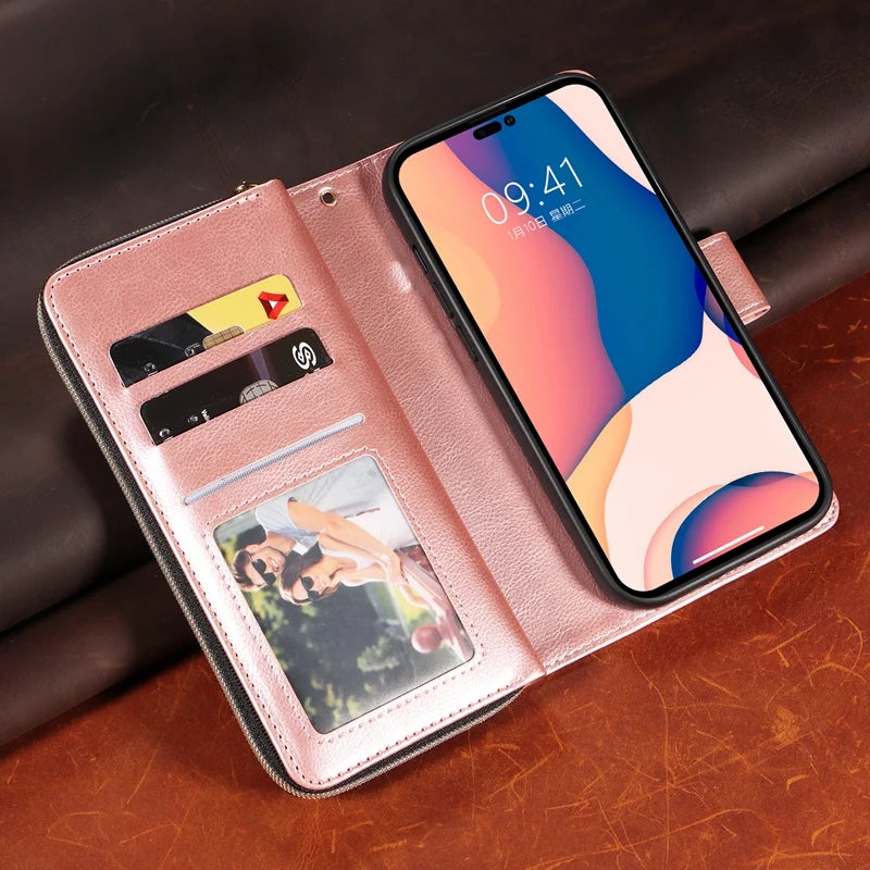 SecureSwipe Premium Leather Wallet Case for Apple iPhone 16/15/14/13/12 Pro Max Plus Mini | Wallet & Coin Purse Features: Magnetic Closure, Multiple Card Slots, Scratch-Resistant, Shockproof & Lightweight Design