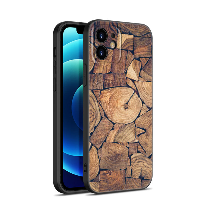Luxury iPhone Case Made of Solid Wood Bamboo and Metallic with Smooth Brown Wood Grain | MagSafe Case with 360-Degree Protection & Camera Lens Cover for Apple iPhone 16/16e, 15, 14, 13, 12 Pro Max, Pro, Plus & Mini Cover | Shockproof Phone Case